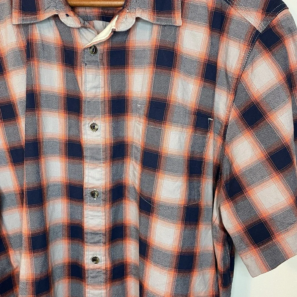 The North Face Men's XL Orange ‎ Plaid Check Button Down Top Casual